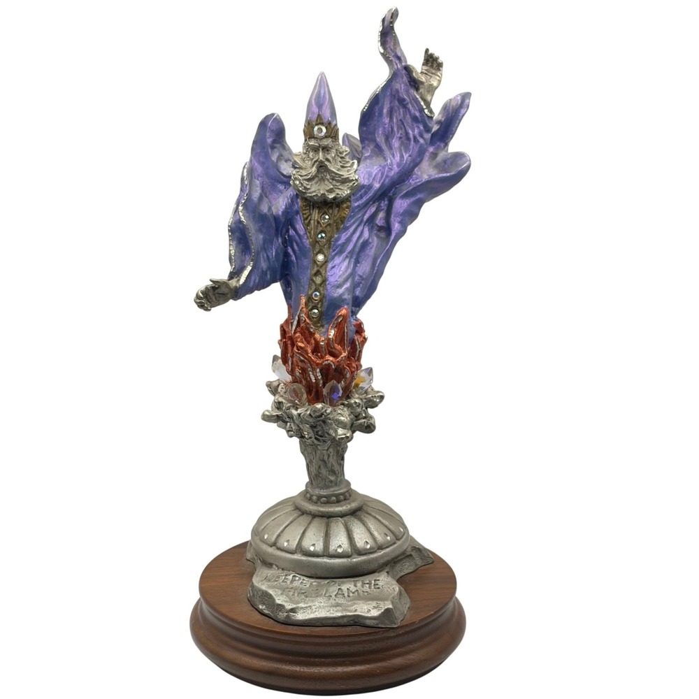 1991 Peter Sedlow Keeper of the Fire Lamp‎ Wizard Statue Masterworks Fine Pewter